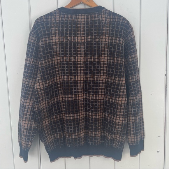 Vincent d’Amerique Men’s Sweater V-neck Checked Plaid Brown Black Size XXL - Picture 5 of 5